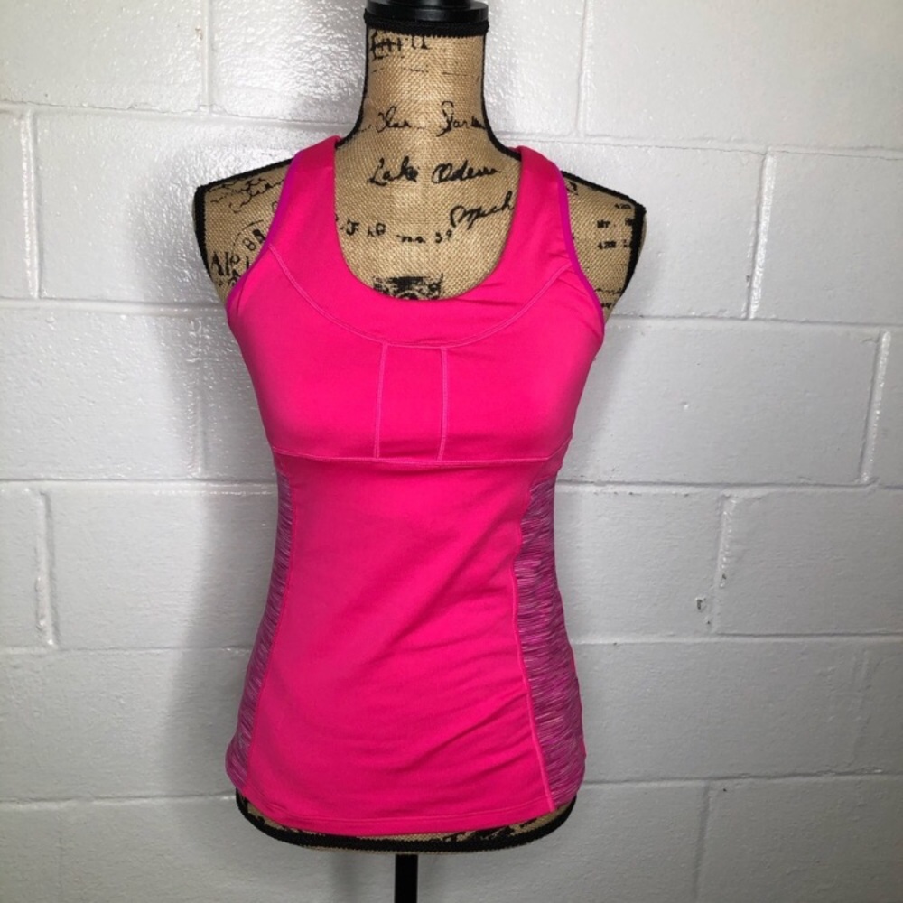 Athleta Racerback Tank Top Pockets Pink Small